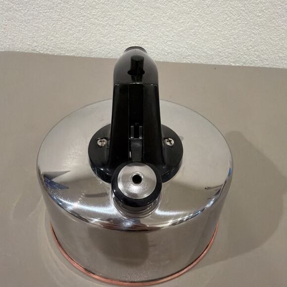 Revere Ware Small Copper Bottom 1 QT Quart Whistling Tea Kettle Pot Paul Revere - Picture 2 of 5